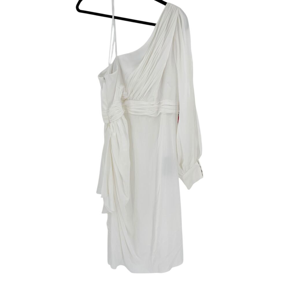 MAC DUGGAL Dress Size 14 White One Shoulder Mini NEW Satin Cocktail Dress - Picture 7 of 10